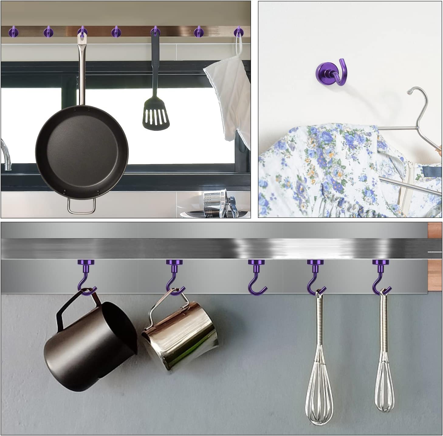 AllWays Plaza Magnetic Hooks, 30Lbs Strong Heavy Duty Cruise Magnet S-Hook for Classroom, Fridge, Hanging, Cabins, Grill, Kitchen, Garage, Workplace and Office Etc, (20 Pack-Purple)
