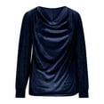 thumbnail image 4 of Sexlip Womens Cowl Neck Blouse Long Sleeve Velvet Fabric Flowy Silhouette for Evening Occasions Blue S, 4 of 8
