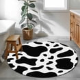 thumbnail image 4 of 4Ft Round Rug, Black and White Non-Skid Rubber Backing Large Area Rugs - Living Room Bedroom Home Office, Farmhouse Cow Black White Indoor Floor Mat Carpets Washable Rug, 4 of 9