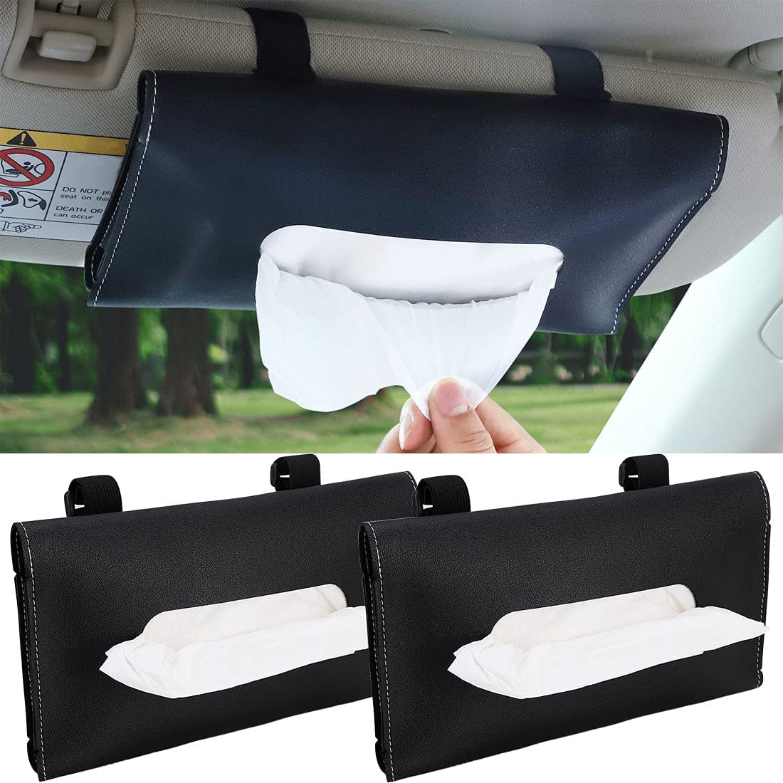 Holder Paper Napkin Clip PU Leather Car Sun Visor Tissue Box Auto Accessories Sh 