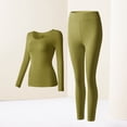 thumbnail image 2 of ibiyuan Thermal Underwear for Women Lined Long Johns Base Layer Thermals Top and Bottom Set Cold Weather,Green, 2 of 6