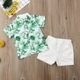 thumbnail image 3 of ITFABS Baby Boy's Short Sleeve Leaf Print Button Down T-Shirt Tops + White Shorts, 3 of 7
