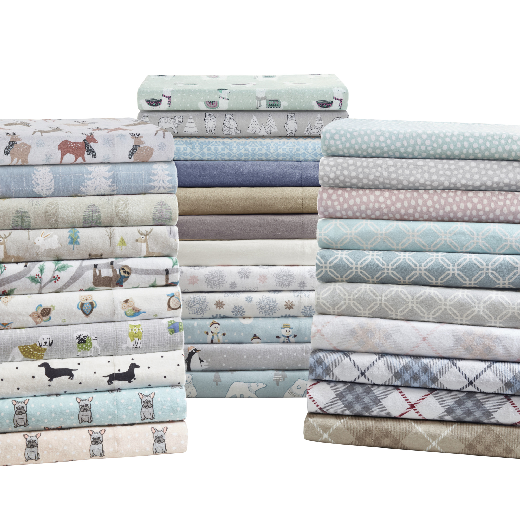 Comfort Classics Cozy Cotton Flannel Printed Blue Snowmen 4-Piece Sheet Set, King