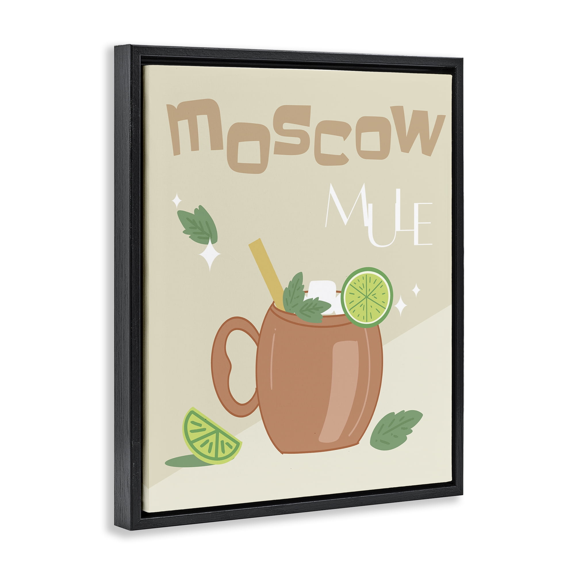 Stupell Industries Moscow Mule Typography Food & Beverage Painting Black Floater Framed Canvas Art Print Wall Art, 25 x 31