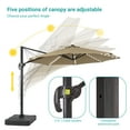 thumbnail image 2 of FLAME&SHADE 11ft LED Outdoor Cantilever Market Umbrella with a Base,Solar Energy Hanging Patio Umbrella with Aluminum Frame for Commercial Street and Beach,Sand Brown, 2 of 8