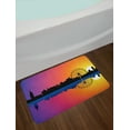 thumbnail image 2 of Ferris Wheel Bath Mat, Silhouette Skyline at Sunset with Reflection on the River Graphic Ombre Print, Plush Bathroom Decor Mat with Non Slip Backing, 29.5" X 17.5", Multicolor, by Ambesonne, 2 of 2
