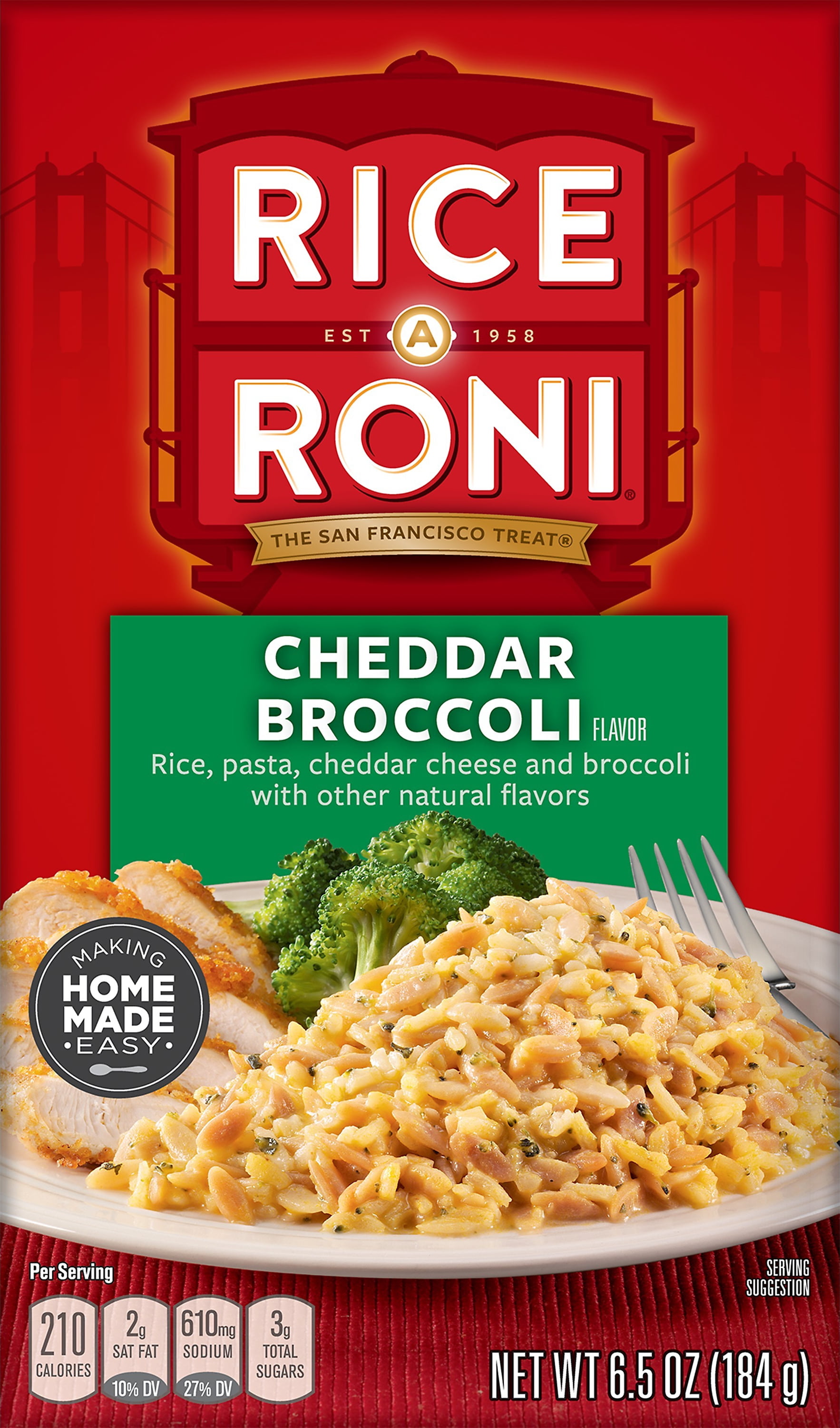 Rice a Roni The San Francisco Treat Cheddar Broccoli Flavor Rice, 6.5 oz