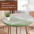 thumbnail image 4 of Sage Green Coastal Wave Round Tablecloth, Fitted Table Cover with Elastic for 45"-54" Round Tables, Summer Modern Ocean Beach Table Cloth Outdoor Indoor Dinning Party Waterproof Tablecloths, 4 of 7