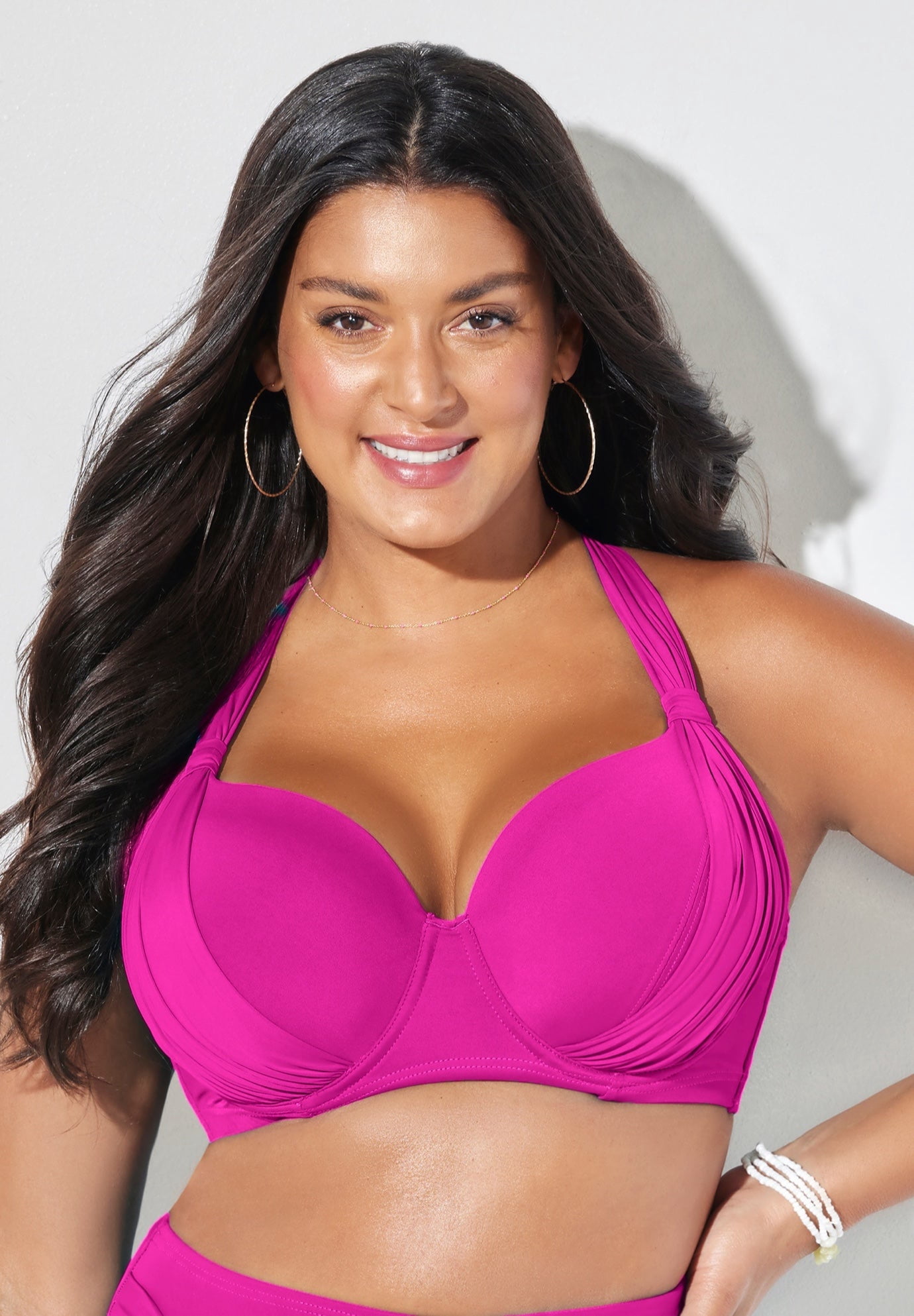 Women's Bra Sized Drape Front Underwire Bikini Top - image 5