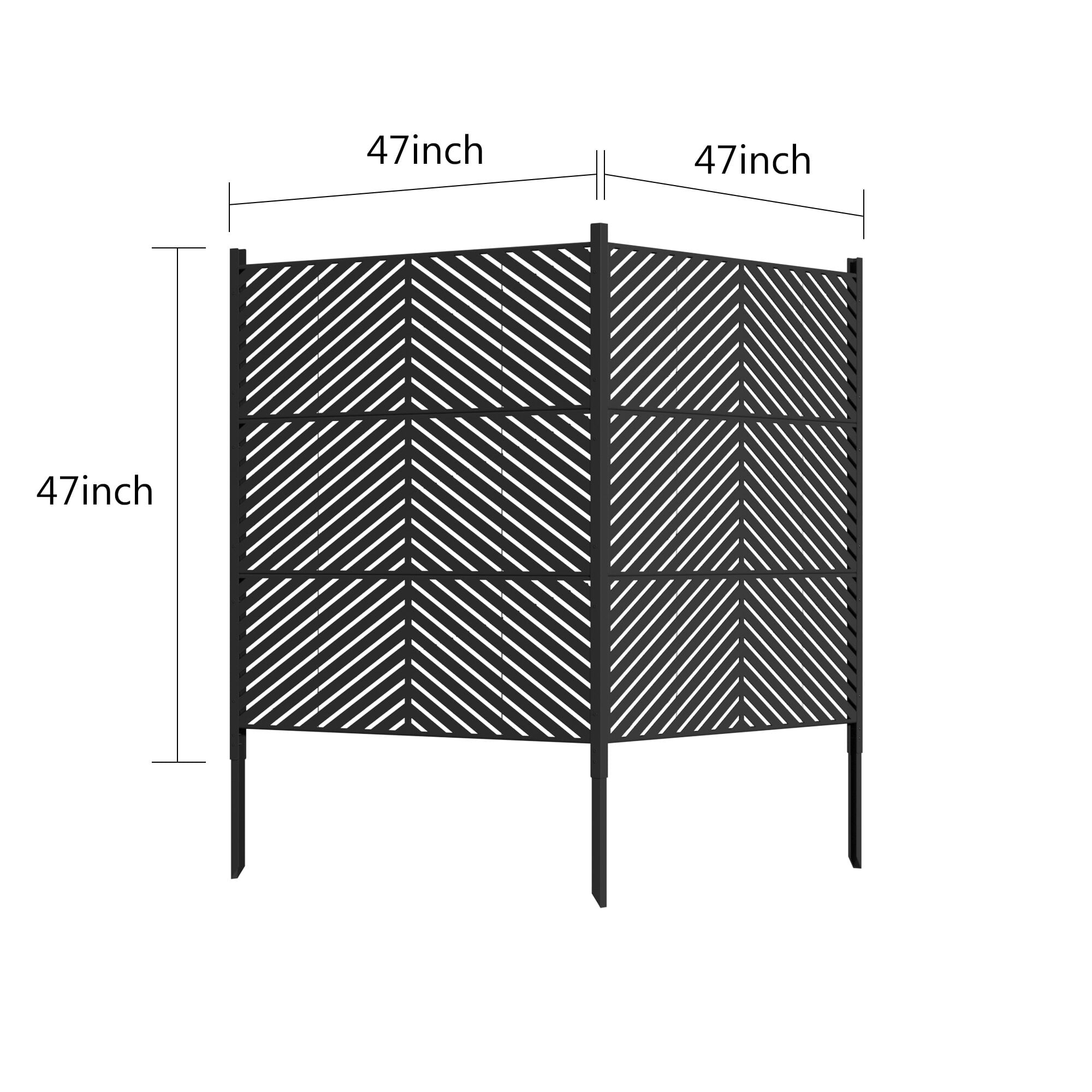 Privacy Fence 47 x 47 inch Outdoor Privacy Screen Fence Panels – All-Weather No-Dig Fence Kit for Air Conditioner, Trash Can, Pool Equipment Enclosure – Easy Installation & Multi-Purpose Security,Fe