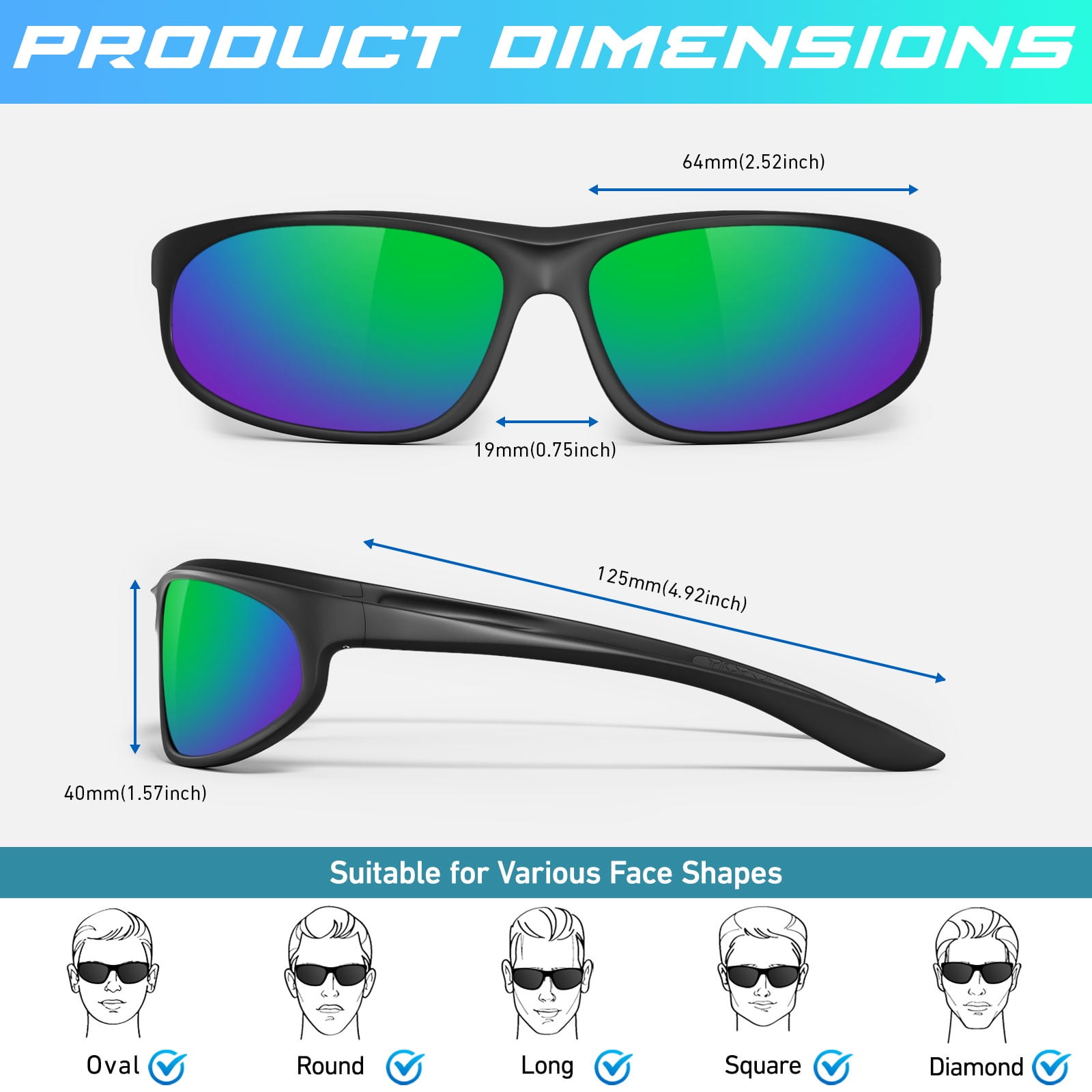 LINVO Sports Polarized Sunglasses for Men Women, Wrap-Around for Fishing, Cycling & Running, UV400 Protection