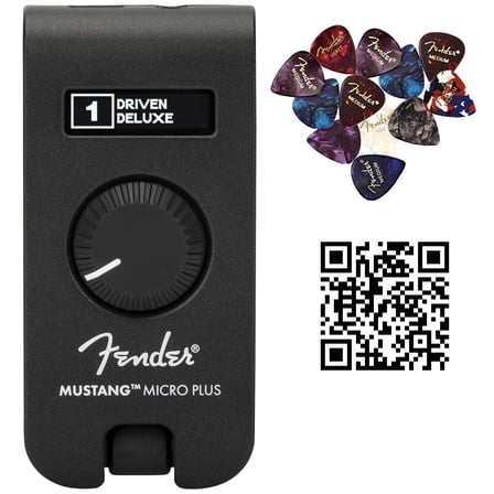 Fender Mustang Micro Plus Headphone Amplifier Bundle with 12-Pack Picks and Austin Bazaar Instructional Video