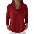 thumbnail image 3 of Sweater for Women Knit Winter Clothes Casual Loose Sweaters Fall Fashion Cowl Neck Long Sleeve Trendy Pullover Red XXXL, 3 of 7