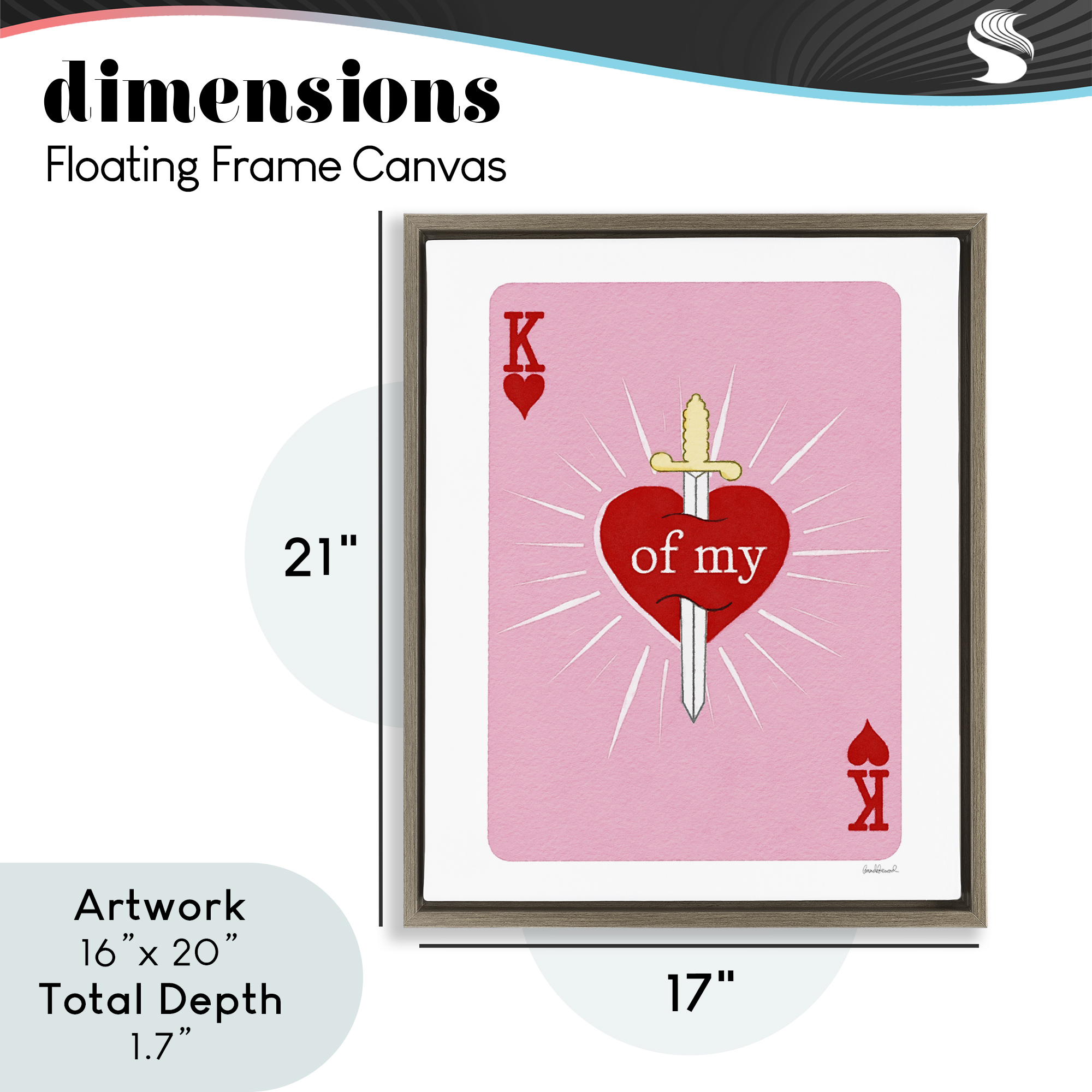 King Of My Heart Sword Brown Framed Floater Canvas Wall Art, design by Amanda Greenwood