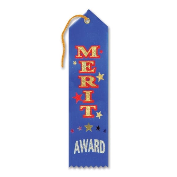 Beistle Merit Award Ribbons - 8" - Blue - Set of 6