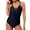 Dark Blue, variant on Csndyce Women One Piece Swimsuit Backless Halter Bathing Suit Solid Color Sexy V Neck Lace Up Bikini