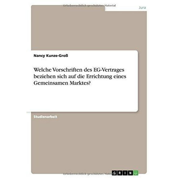 Welche Vorschriften des EG-Vertrages beziehen sich auf die Errichtung eines Gemeinsamen Marktes? (Paperback)