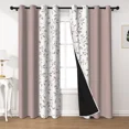 thumbnail image 2 of Lfeey Leaf Print Room Darkening Pinkout Curtains for Bedroom Living Room, Grommet Curtains Pink and White, 42x63 Inches, 2 Panels, 2 of 7