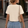 thumbnail image 6 of BODOAO Women's Crop Tee Shirts Crewneck Short Sleeve T-Shirts Pack Summer Casual Solid Slim Fit Active Workout Basic Plain Crop Tops Everyday Streetwear Apparel Beige L, 6 of 7