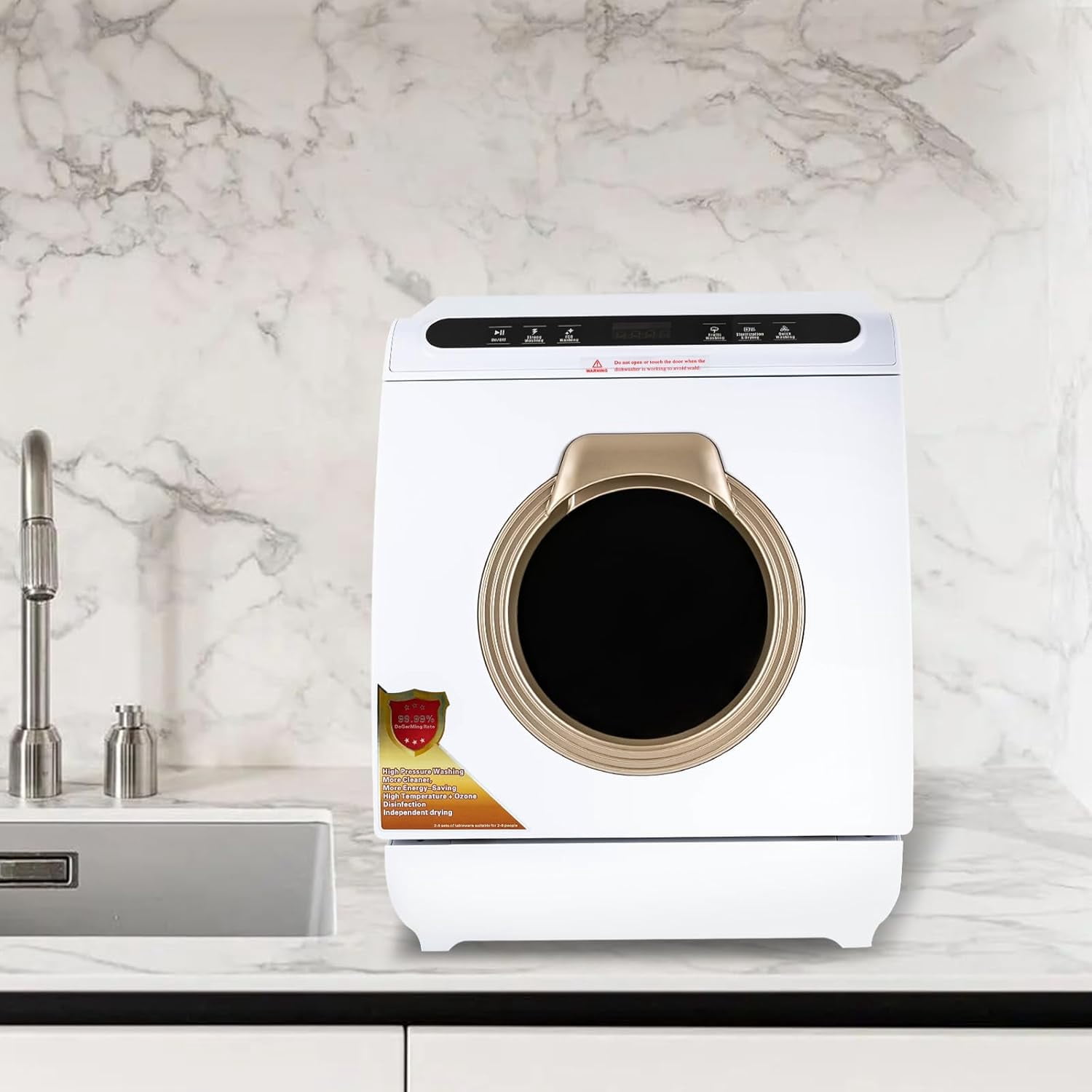 Portable Dishwasher Countertop Dishwasher Air-dry Dishwasher with 7L Built-in Water Tank Deep 360° Dual Spray Cleaning Machine Mini Dishwasher for Apartments& RVs