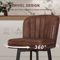 thumbnail image 4 of MultiHaven 30" Shell Back Bar Stools Set of 3,Swivel Counter Height PU Leather Chairs with Metal Legs for Kitchen Island,Bar,Cafe - Brown, 4 of 9