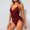Wine, variant on ZZwxWA One Piece Swimsuit Women Belly Control Plus Size Bathing Suit Sexy Tie Side Open Back High Waisted Bikini Swimwear