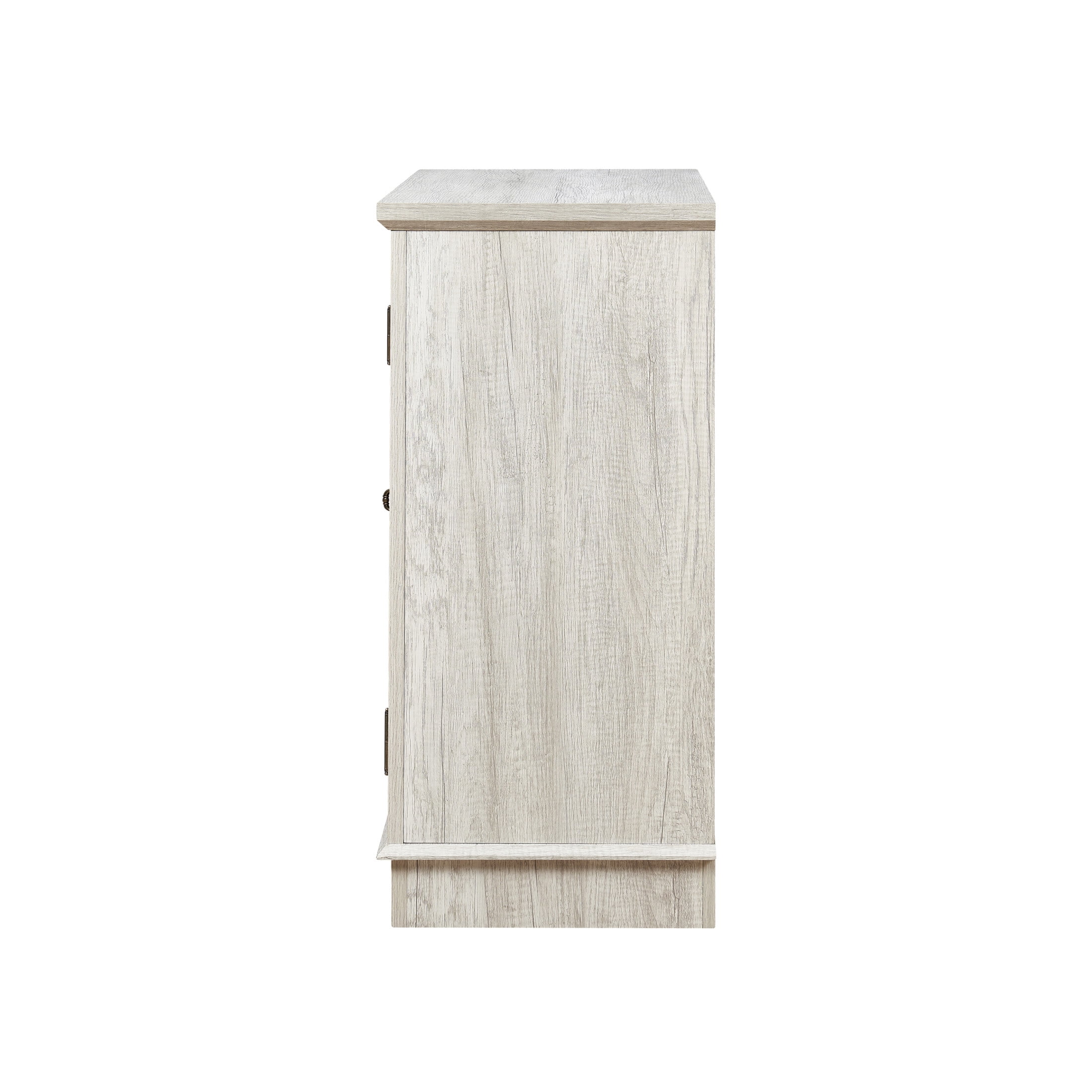 GDF Studio Danus 2-Door Acrylic Mirrored Sideboard Cabinet, Rustic Hollow-Carved Storage Cupboard for Kitchen, Light Gray