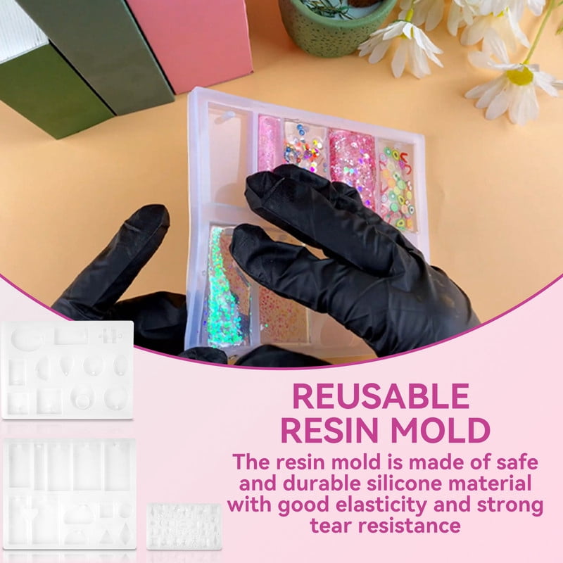 UV Resin Jewelry Making Kit 200g Crystal Clear Resin with Light and Molds for Keychain Earrings