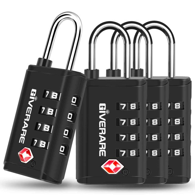 Candados Para Equipaje GIVERARE JSTSA823B4 Combinacion 4 Digitos Aprobado TSA Paquete 4 Piezas