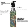 thumbnail image 3 of Yayeee 20oz Insulated Water Bottle Double Wall Stainless Steel with Flip Straw Lid, Retro Pine Tree, 3 of 7