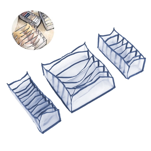 Organizador De Cajones Para Ropa Interior, 3 Tipos Que Ahorran Espacio Organizador De Cajones Para Sujetadores Nylon 3 Piezas/juego Transparente Plegable Para Calzoncillos Para