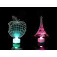 thumbnail image 3 of 2 lámparas navideñas 3D, figura de la Torre Eiffel de manzana de Papá Noel de acrílico, luz de noche LED, 3 of 5
