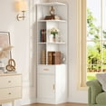thumbnail image 2 of IRONCK 72.8" Tall Corner Bookcase with Drawer and Adjustable Shelves, Narrow Bookshelf with Door Cabinet, 2 of 7