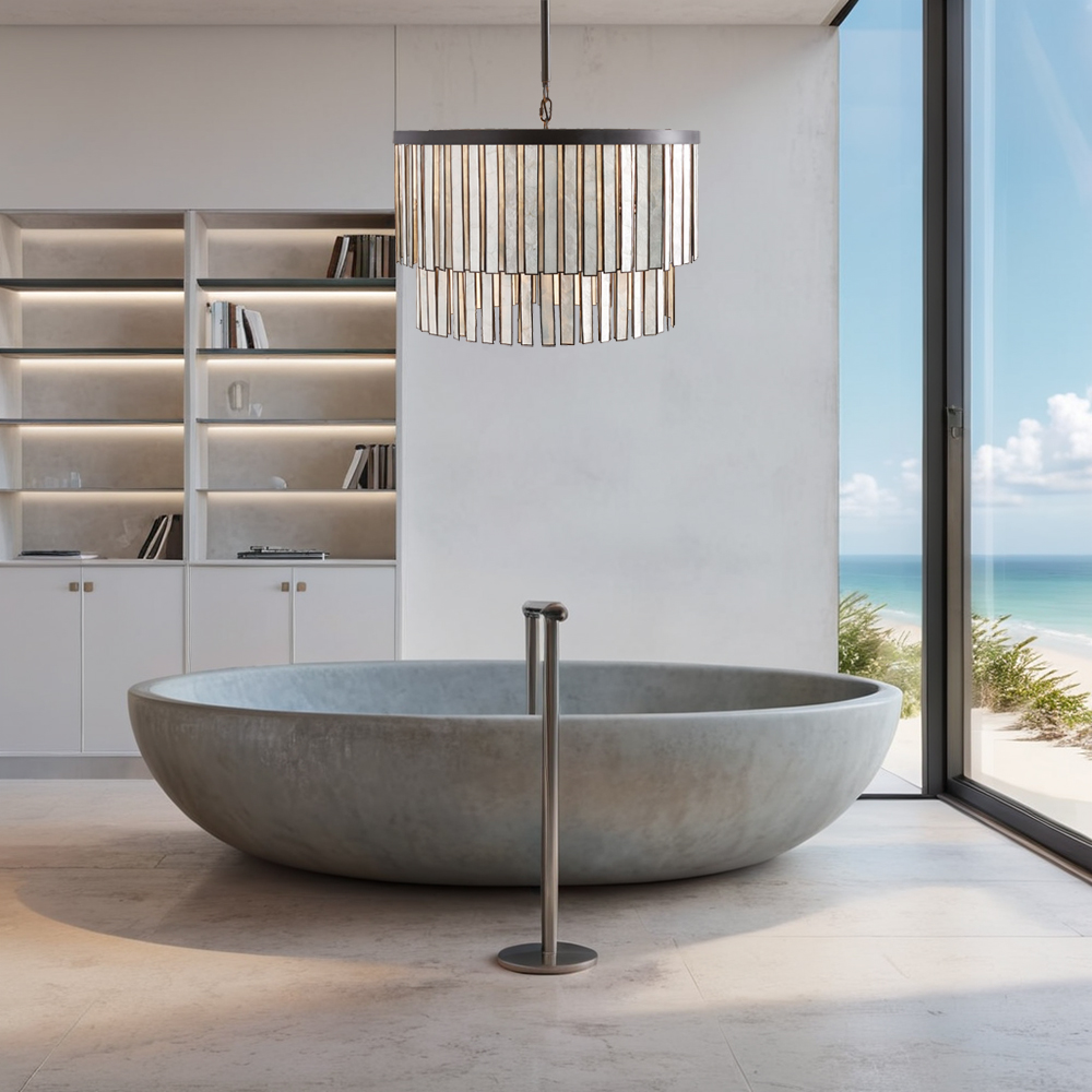 Capiz Shell Round Chandelier, Chandelier for Kitchen Island, Light Fixtures for Dining Room
