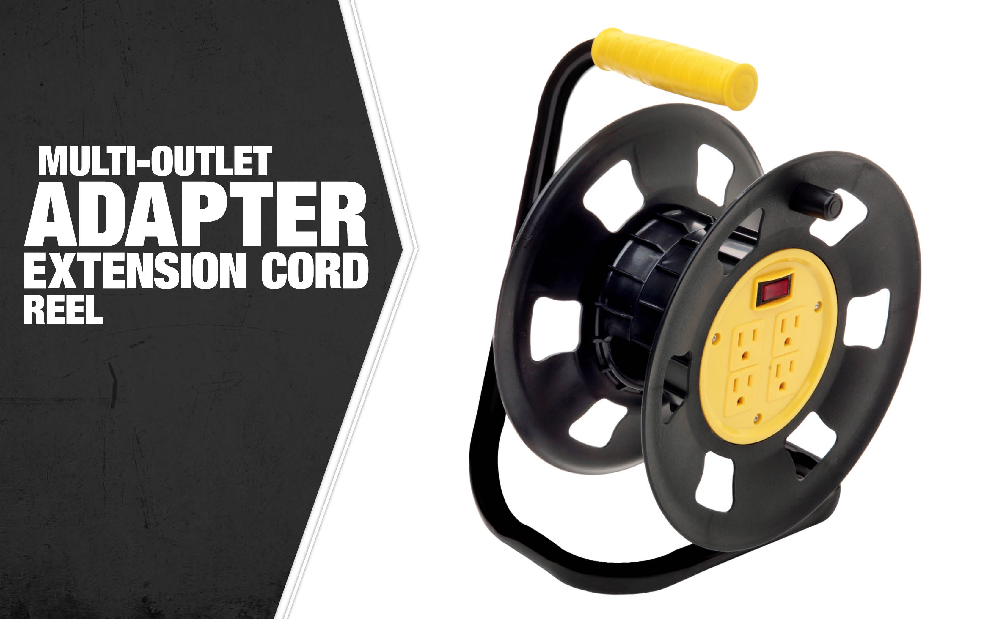 Alert Stamping 7100HD Heavy Duty Manual Cord Storage Reel with 4 Grounded Outlets