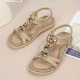 thumbnail image 6 of Women's Sandals Women Clip Toe Sandals Jelly Beach Flip Flops Female Students Korean Fashion Wear Summer Flat Sandals Khaki 40, 6 of 8