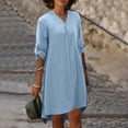 thumbnail image 2 of GYUJNB Robe d'Été pour Femmes en Coton et Lin, Robe Tunique, Robe de Plage, 2 of 6