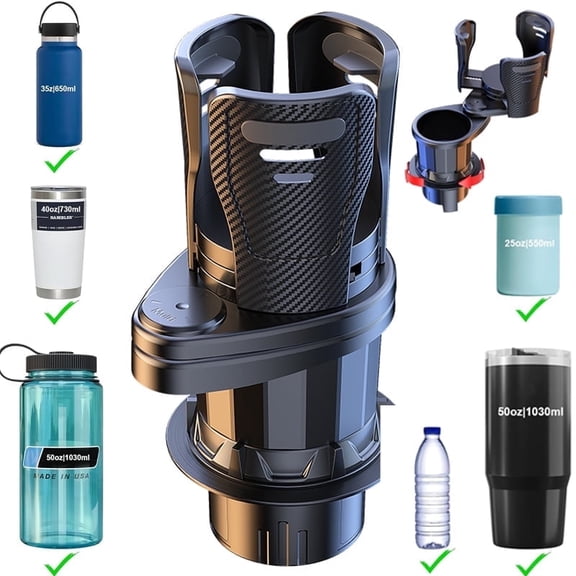 Car Cup Holder Expander , Arm and Adjustable Base, Compatible with (14-50oz), (18-64oz), and Most Coffee Mugs