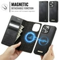 thumbnail image 4 of Magnetic 2 in 1 Magsafe Detachable Wallet Case for iPhone 16 Pro Max with Card Holder Women Men, Retro PU Leather【RFID Blocking】Kickstand Shockproof Cover, 4 of 14