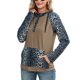 thumbnail image 2 of Sudadera con capucha de manga larga con estampado de leopardo, diseño de costuras, sudadera con capucha para mujer con bolsillo para el hogar, viajes, oficina, caqui S, 2 of 6