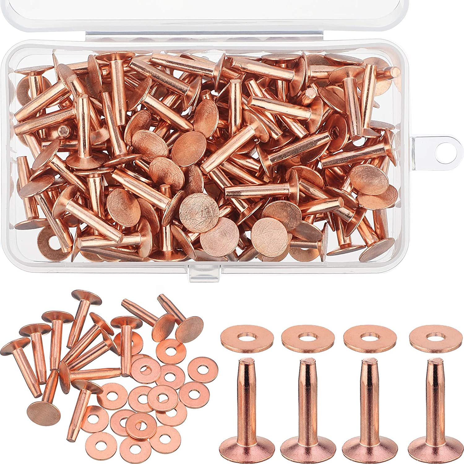 1/2 Inch, Size 9 Copper Rivets for Leather for Belts Wallets Collars Leather DIY Craft Supplies 50 Sets Copper Rivets and Burrs 