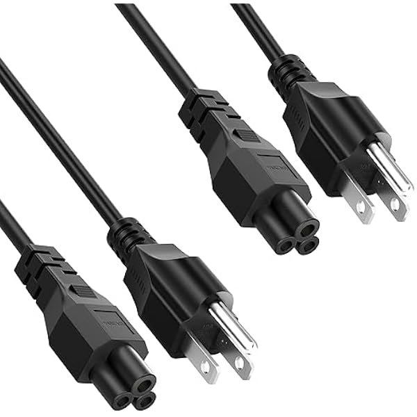Chenchen 2 Pack 10FT(3m) Long Laptop Power Cord, 3 Prong C5 Power Cord Compatible with Dell, HP, Lenovo, Acer, Asus Notebook Computer Charger, LG LCD LED Smart TV, Epson Printer Power Cable