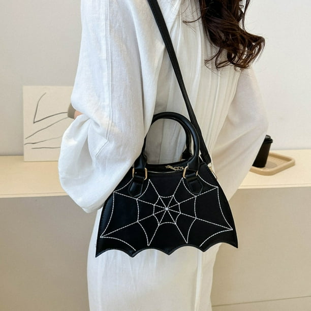 Bolso bandolera informal de cuero con diseño de murciélagos divertidos de Halloween, bolso de hombro con cadena de PU