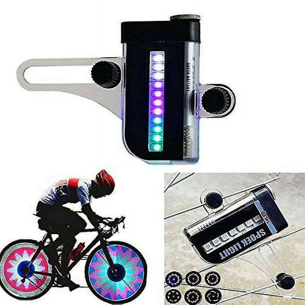 Dos lados 14 Led Color motocicleta bicicleta rueda señal luz neumático radios luz con 30 patrones, accesorios de bicicleta