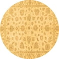 thumbnail image 1 of Ahgly Company Indoor Round Oriental Brown Traditional Area Rugs, 3' Round, 1 of 4