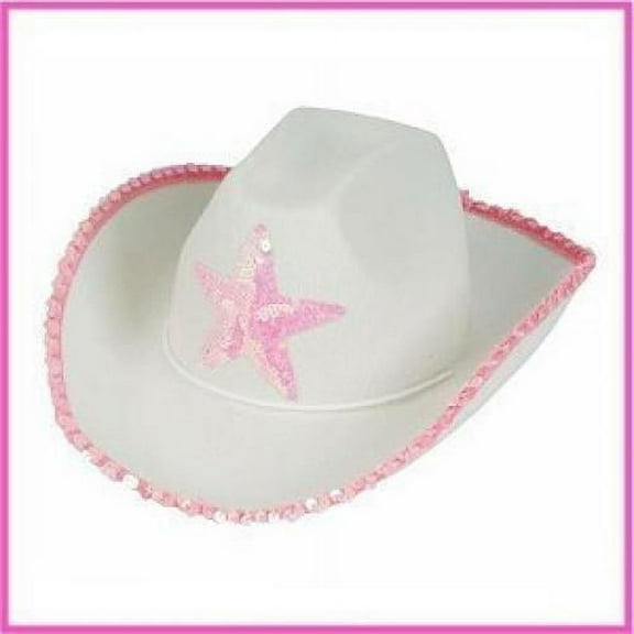 Rhode Island Novelty Country Girls White Pink Cowboy Cow Boy Hat Sequin Star