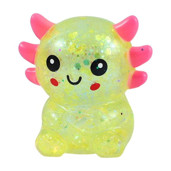 Harliver Axolotl Squishy Stress Ball, Soft TPR Slow Rising Squeeze Ball, Cute Salamander Fidget for Stress Relief, Anxiety Calming Sensory (Yellow)