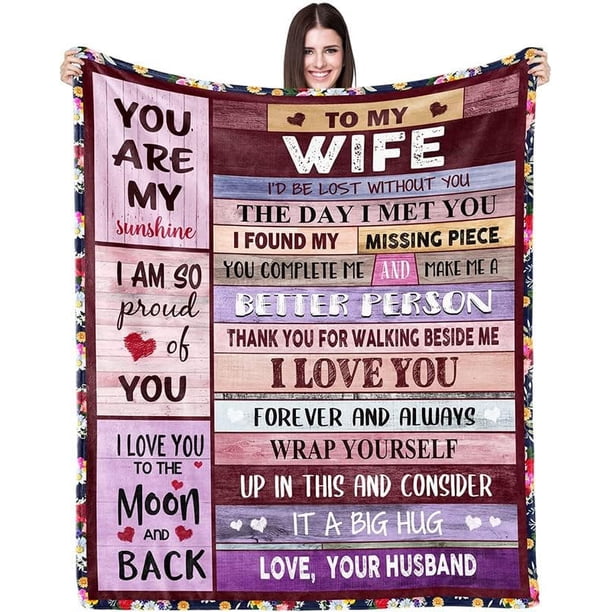 LHSHID Blanket Gifts for Wife Romantic Anniversary Birthday Gifts for Wife Her I Love You Presents for Wife from Husband to My Wife Warm Gifts for Christmas Valentine's Mother's Day
