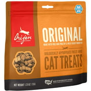 Angle View: ORIJEN Freeze Dried Cat Treats, Grain Free, Natural & Raw Animal Ingredients, Original made with Free-Run Poultry & Wild-Caught Monkfish, 1.25 oz