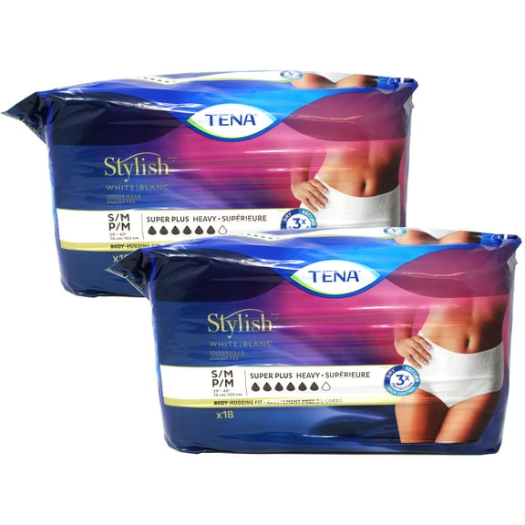 2 Pack - TENA Super Plus Heavy Absorbency Incontinence Underwear for Women, Small/Medium, 18 Count